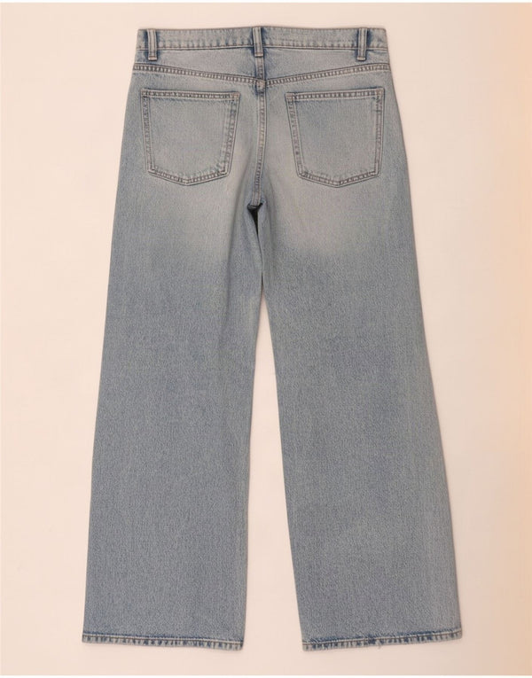 Zara Jeans feminino cintura alta com perna larga EU 38 pequeno W28 L32 azul