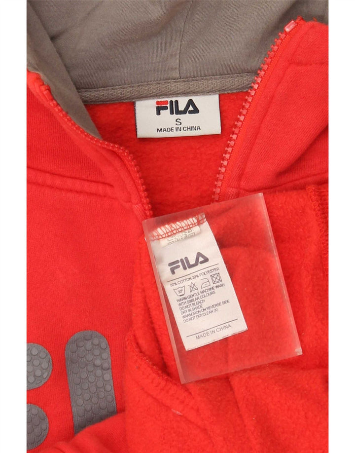 Suéter masculino Fila com capuz e zíper gráfico pequeno algodão vermelho