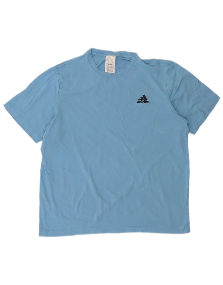 Adidas Mens Camiseta Top Grande Algodão Azul