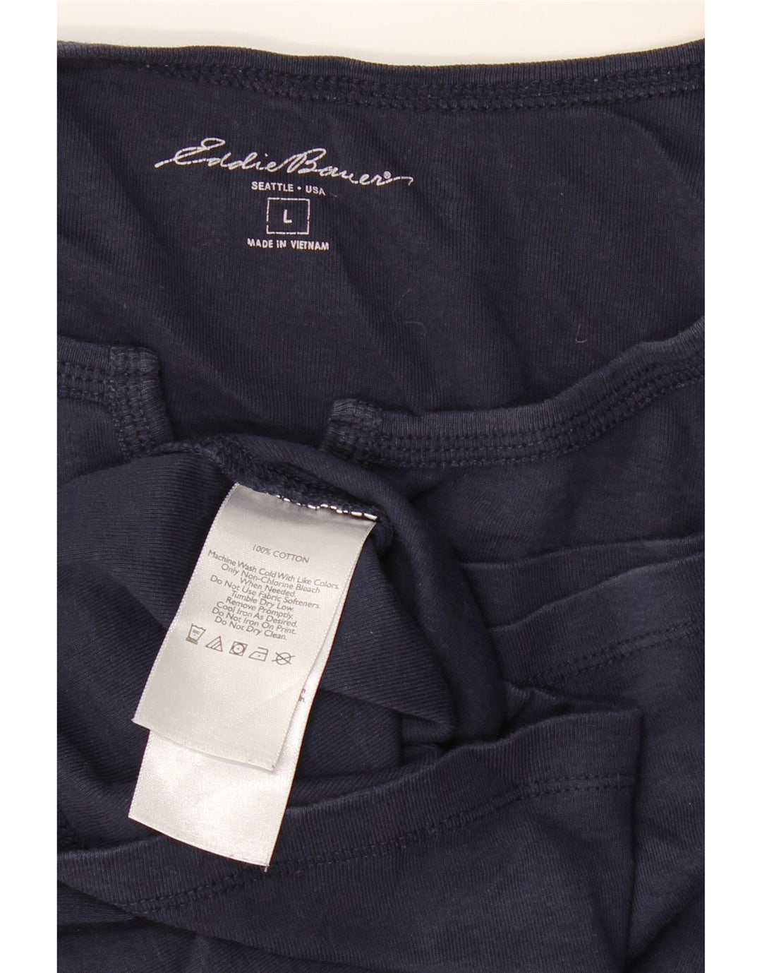 EDDIE BAUER Top feminino manga 3/4 Reino Unido 16 grande algodão azul marinho