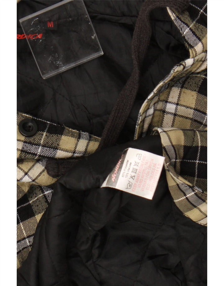 Nordica Camisa masculina de flanela com capuz e poliéster amarelo médio xadrez