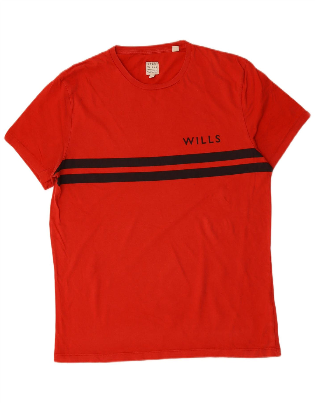 Camiseta masculina JACK WILLS de algodão listrado vermelho pequeno