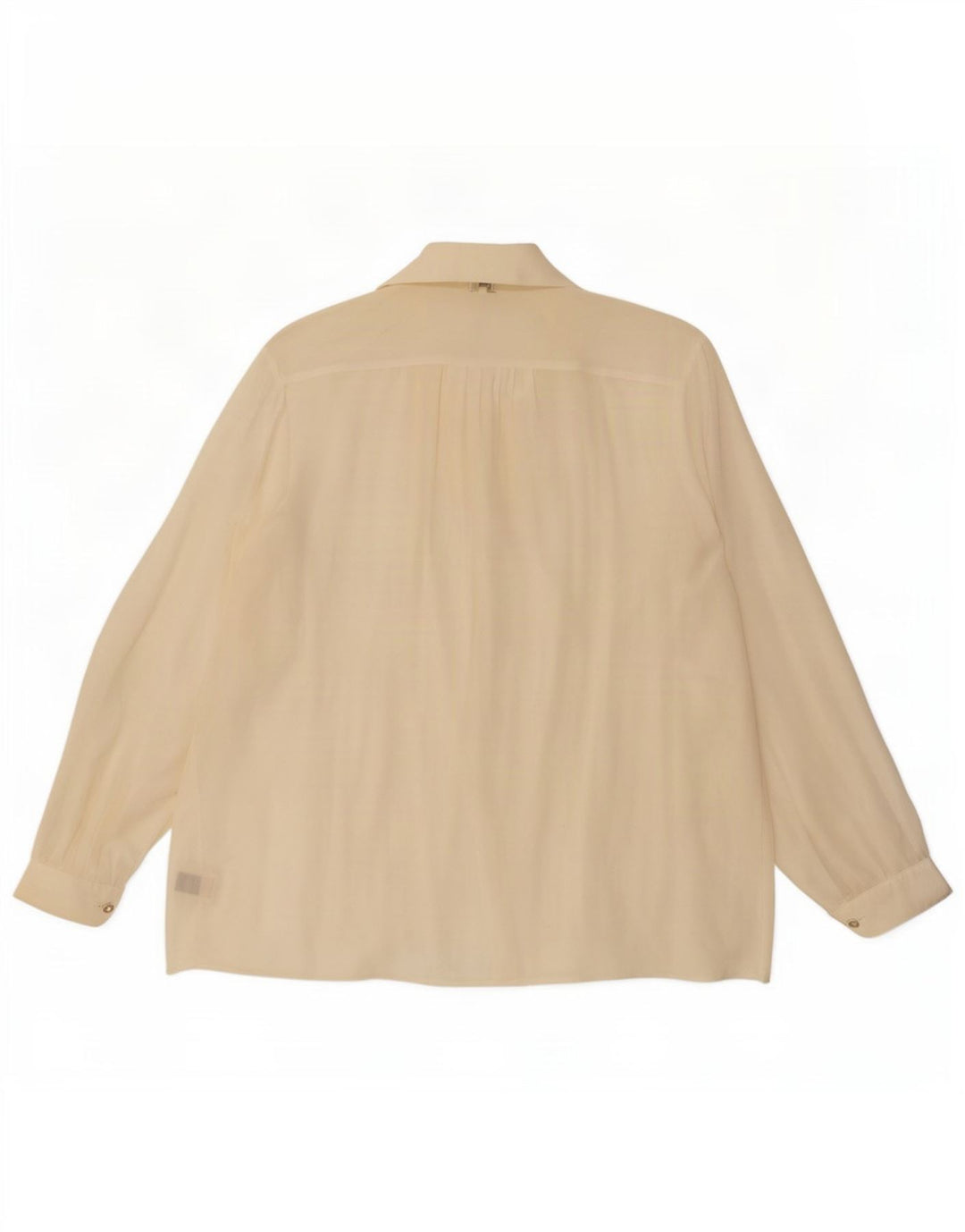 Blusa de camisa oversized feminina vintage Reino Unido 20 2XL seda branca