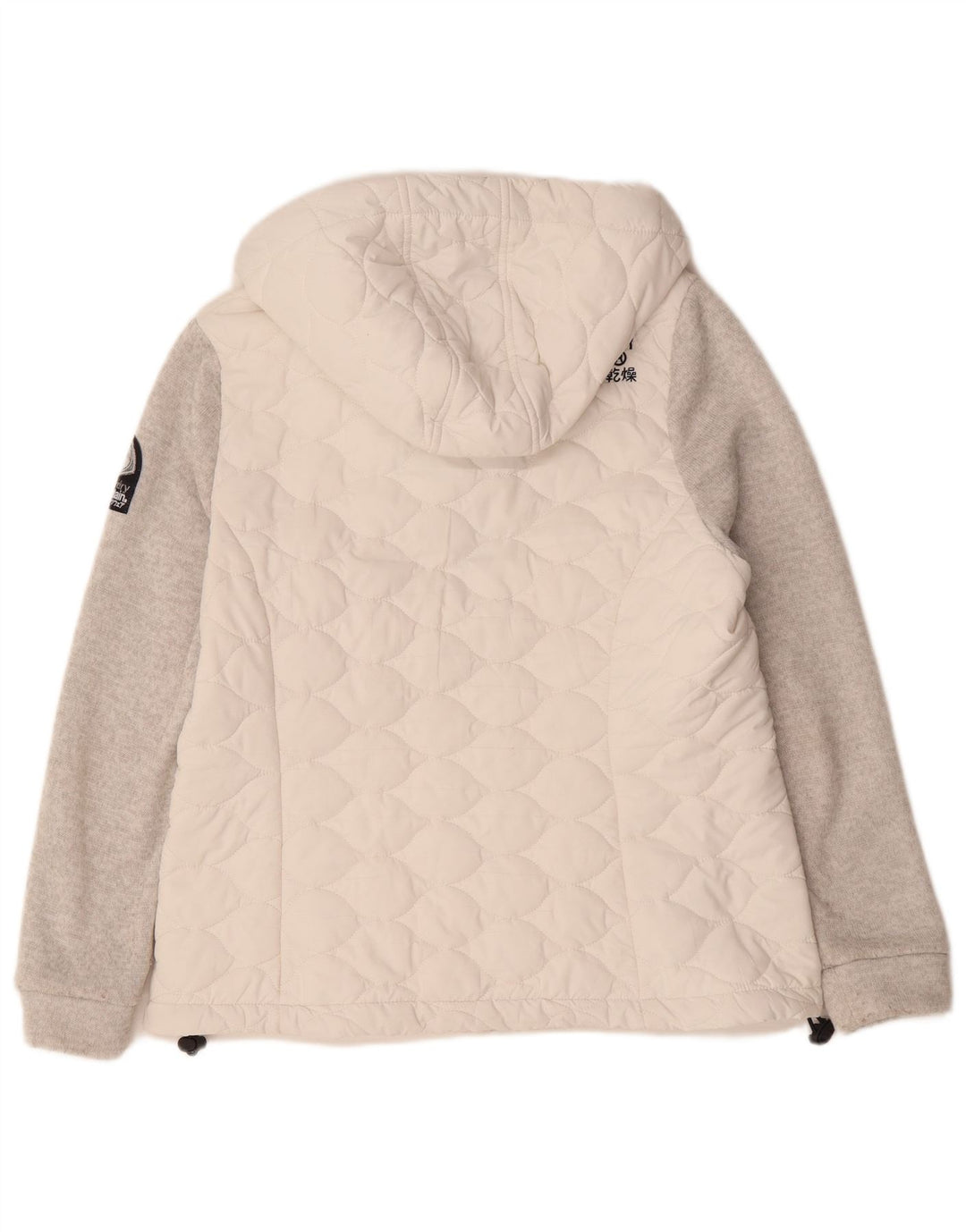 Jaqueta corta-vento feminina Superdry com capuz Reino Unido 16 grande bloco colorido branco