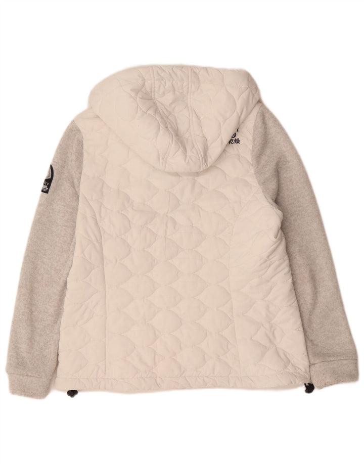 Jaqueta corta-vento feminina Superdry com capuz Reino Unido 16 grande bloco colorido branco