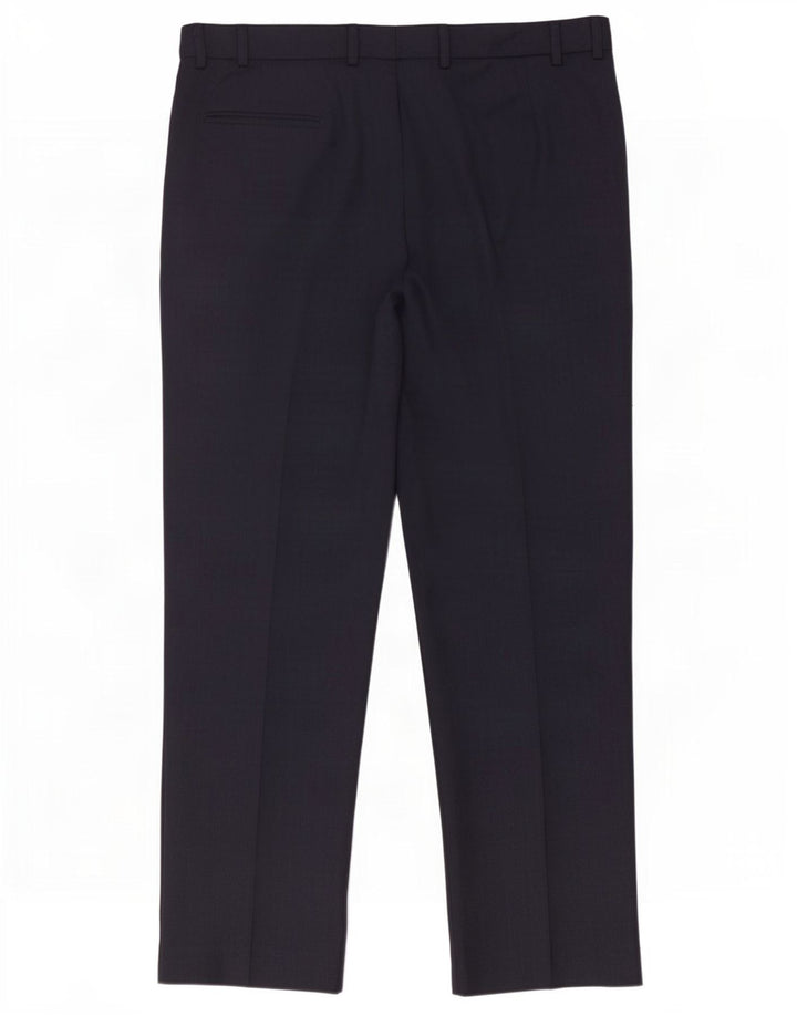 Calça masculina de ajuste regular Marks & Spencer W38 L31 azul marinho poliéster