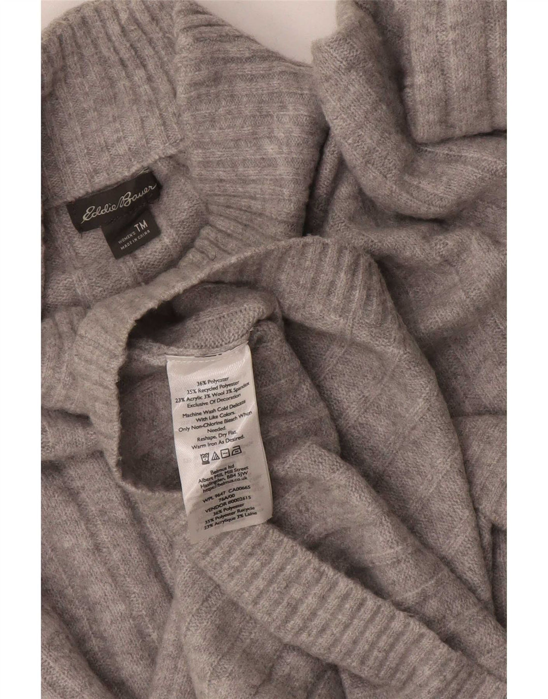 Suéter feminino Eddie Bauer com gola alta e gola tartaruga Reino Unido 14 cinza médio