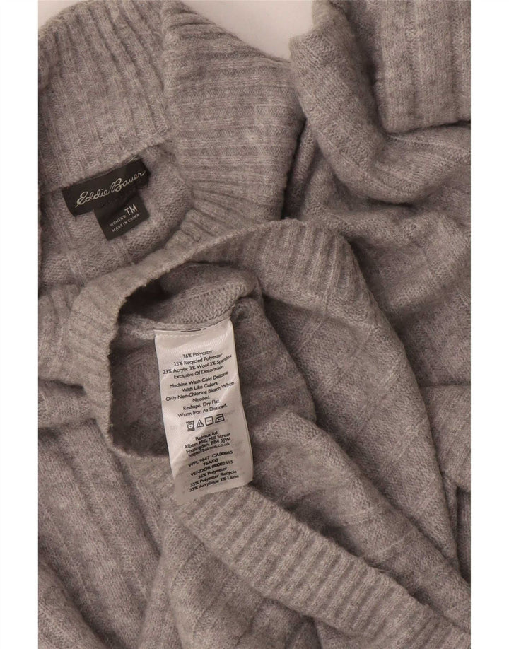 Suéter feminino Eddie Bauer com gola alta e gola tartaruga Reino Unido 14 cinza médio
