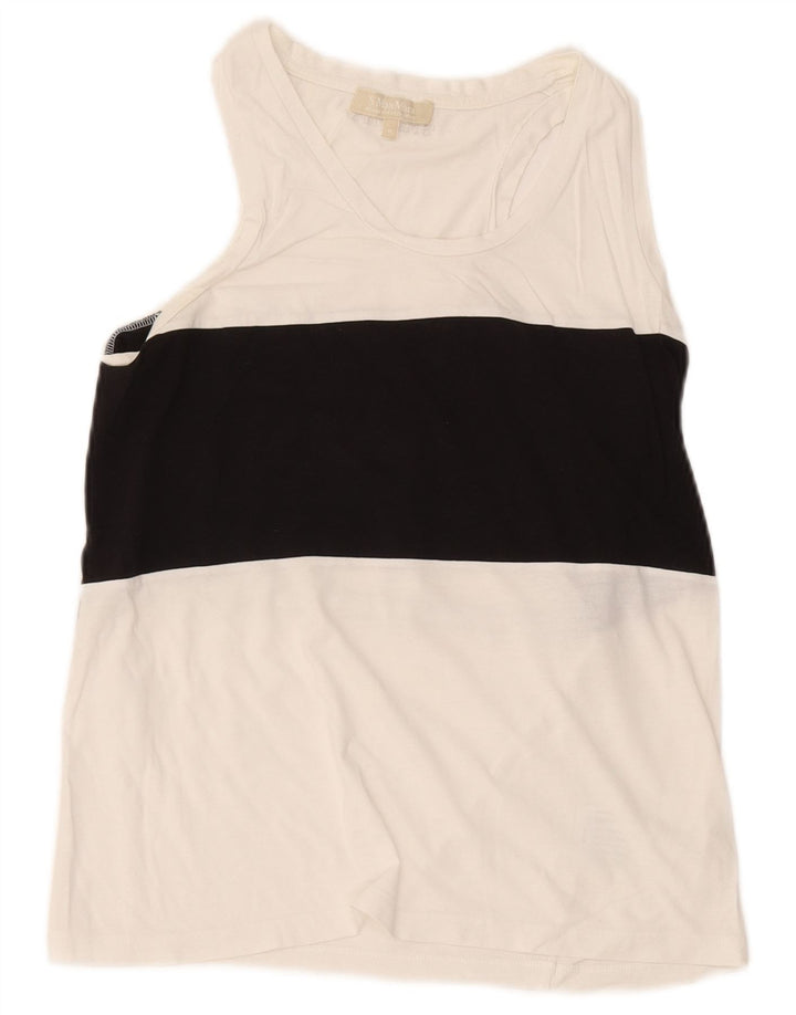 Colete feminino Max Mara UK 12 bloco colorido branco médio