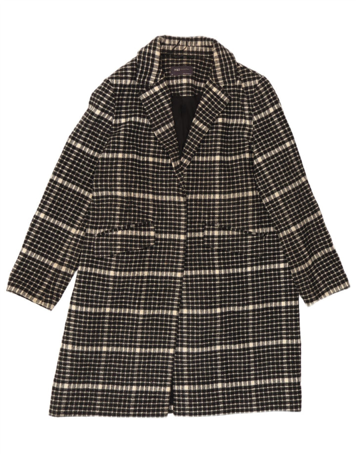 Sobretudo feminino Marks & Spencer de ajuste solto UK 18 XL poliéster xadrez preto