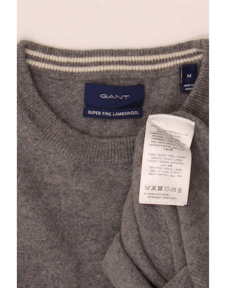 Suéter feminino Gant com gola redonda Reino Unido 14 lã cinza médio