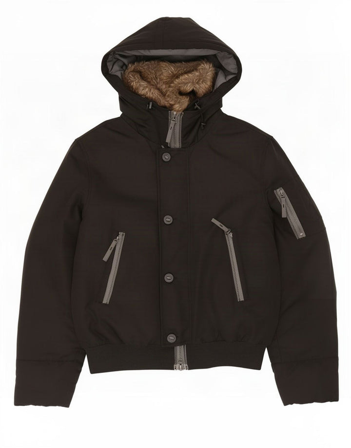 Jaqueta masculina acolchoada com capuz Benetton IT 50 grande preta