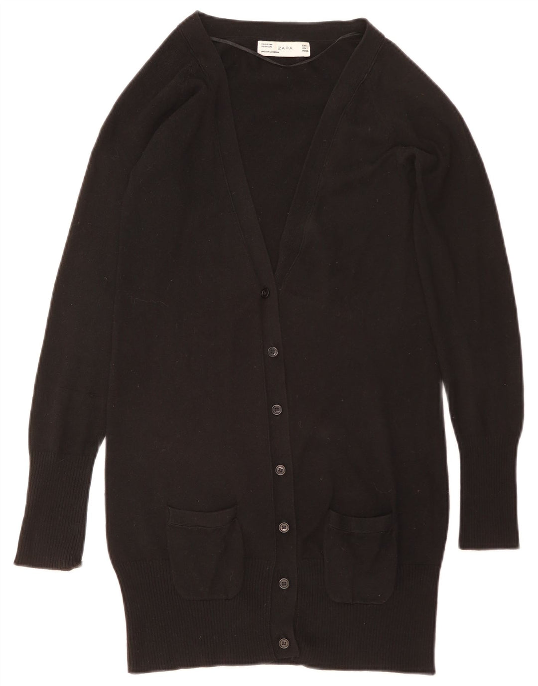 Suéter cardigã feminino Longline ZARA Reino Unido 10 pequeno preto