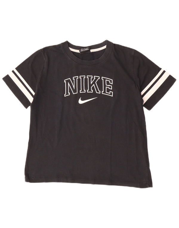 Camiseta feminina Nike Crop Graphic Top UK 14 Médio Preto Colourblock Algodão