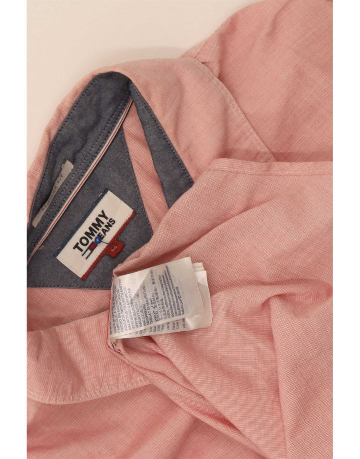 Tommy Hilfiger Camisa masculina Regular Fit de algodão listrado vermelho médio