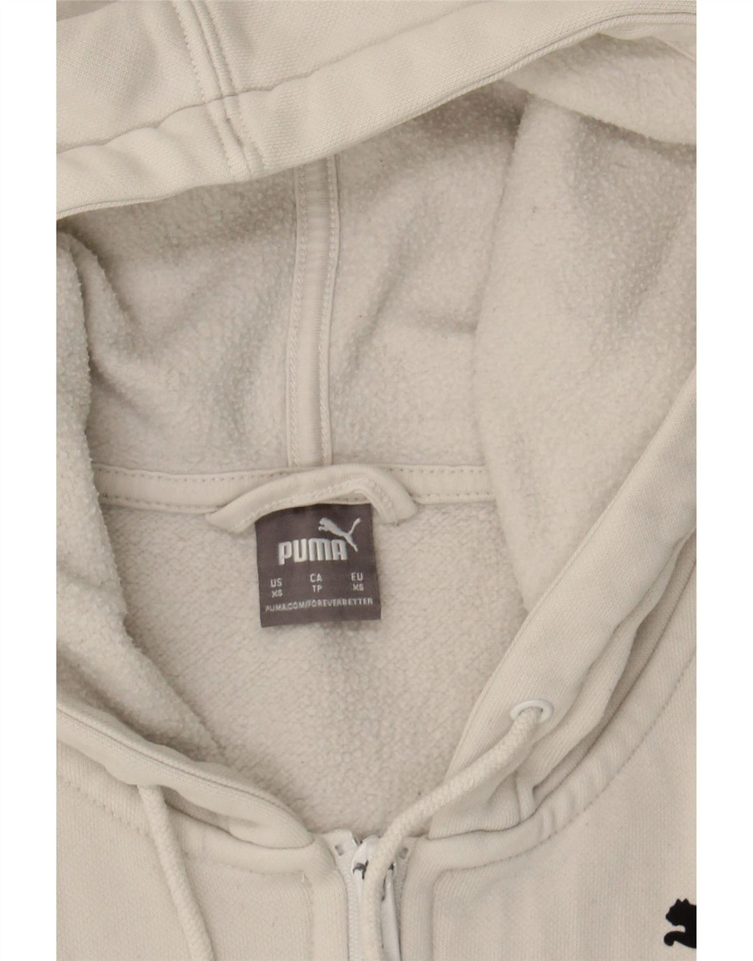 PUMA Womens Zip Hoodie Sweater UK 6 XS White Colourblock Cotton Vintage Puma and Second-Hand Puma from Messina Hembry 