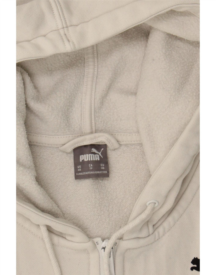 PUMA Womens Zip Hoodie Sweater UK 6 XS White Colourblock Cotton Vintage Puma and Second-Hand Puma from Messina Hembry 