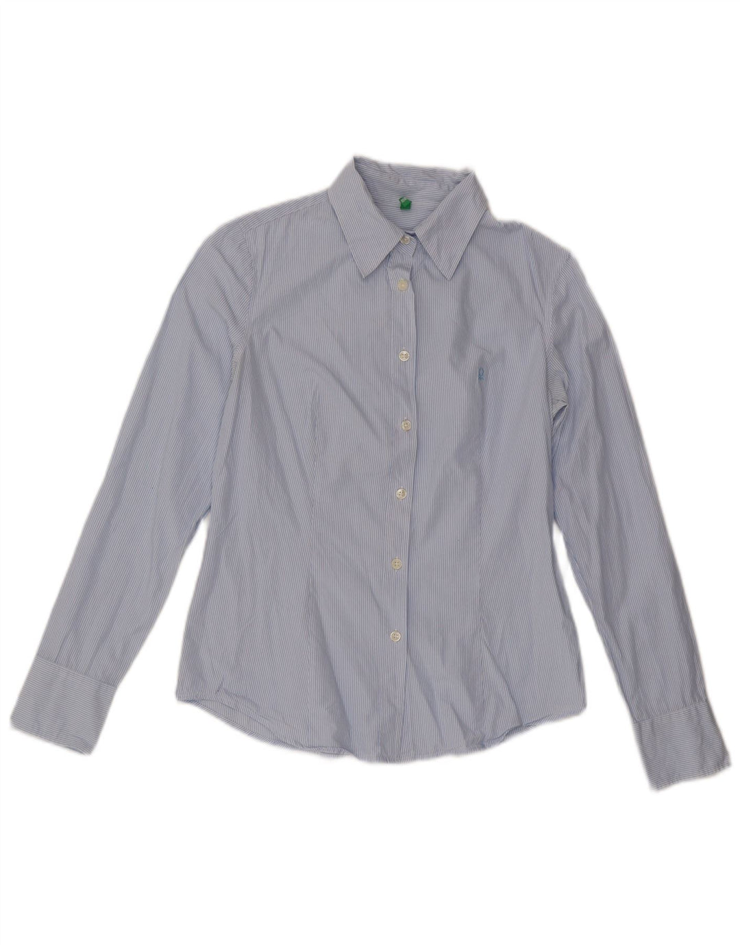 Camisa feminina Benetton UK 12 listrada azul média