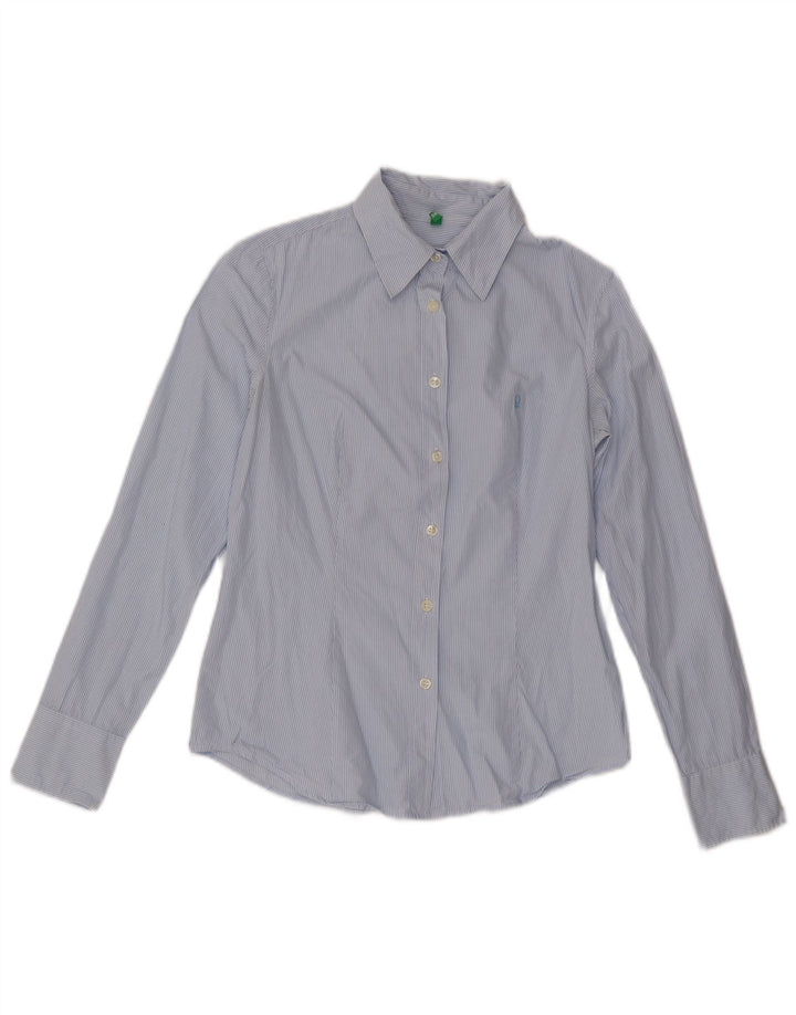 Camisa feminina Benetton UK 12 listrada azul média