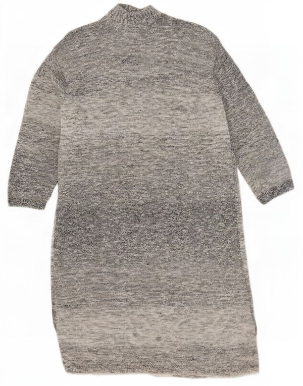 Suéter feminino Lands End Longline Open Cardigan UK 10 pequeno cinza manchado