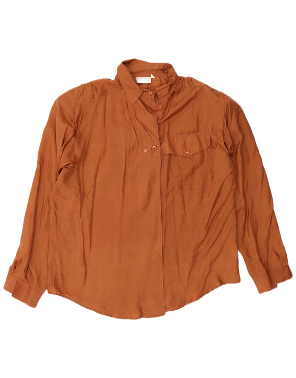 Blusa feminina vintage UK 16 grande seda laranja