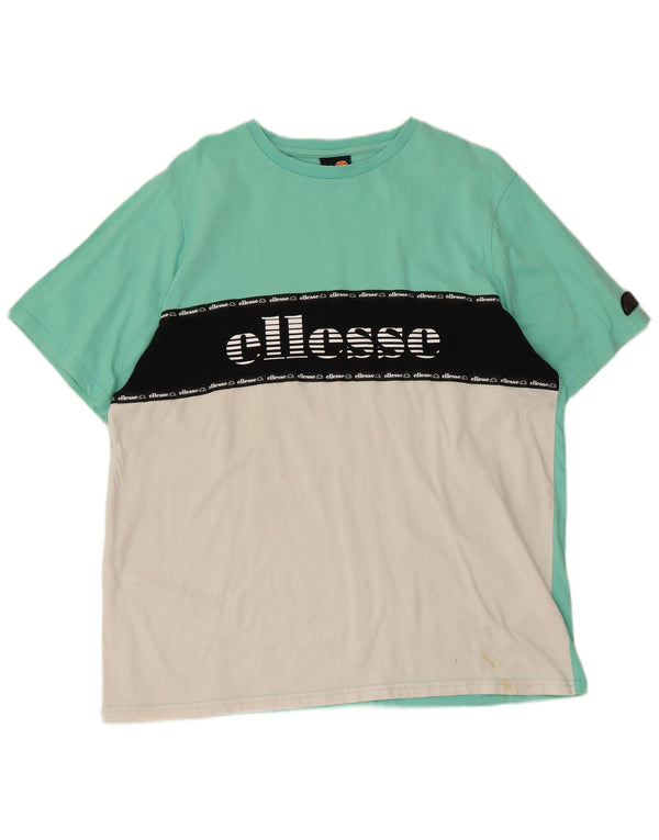 Camiseta masculina Ellesse com estampa gráfica 2XL algodão colorblock turquesa