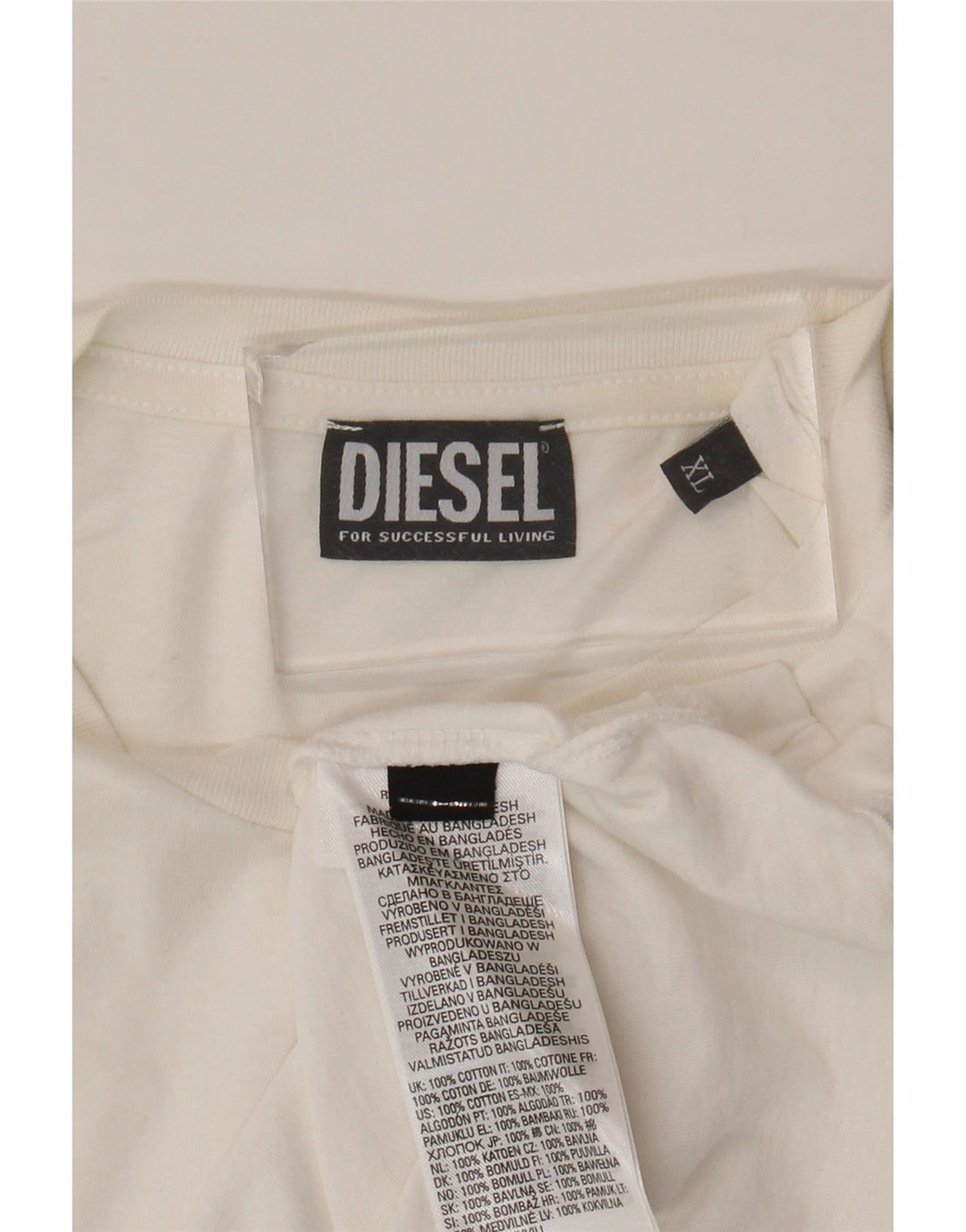 Diesel Mens Graphic T-Shirt Top XL Algodão Branco