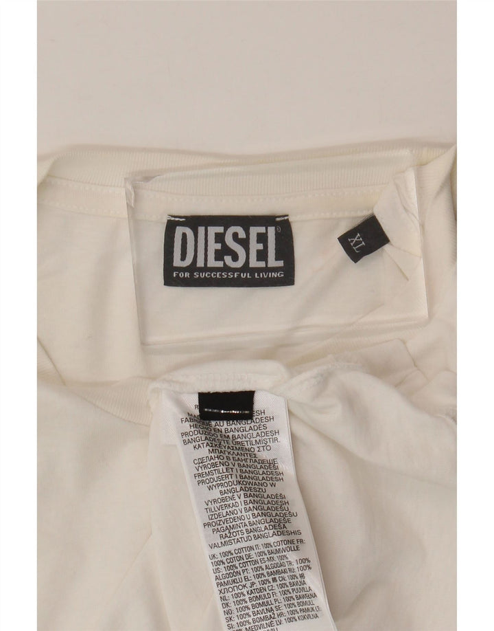 Diesel Mens Graphic T-Shirt Top XL Algodão Branco
