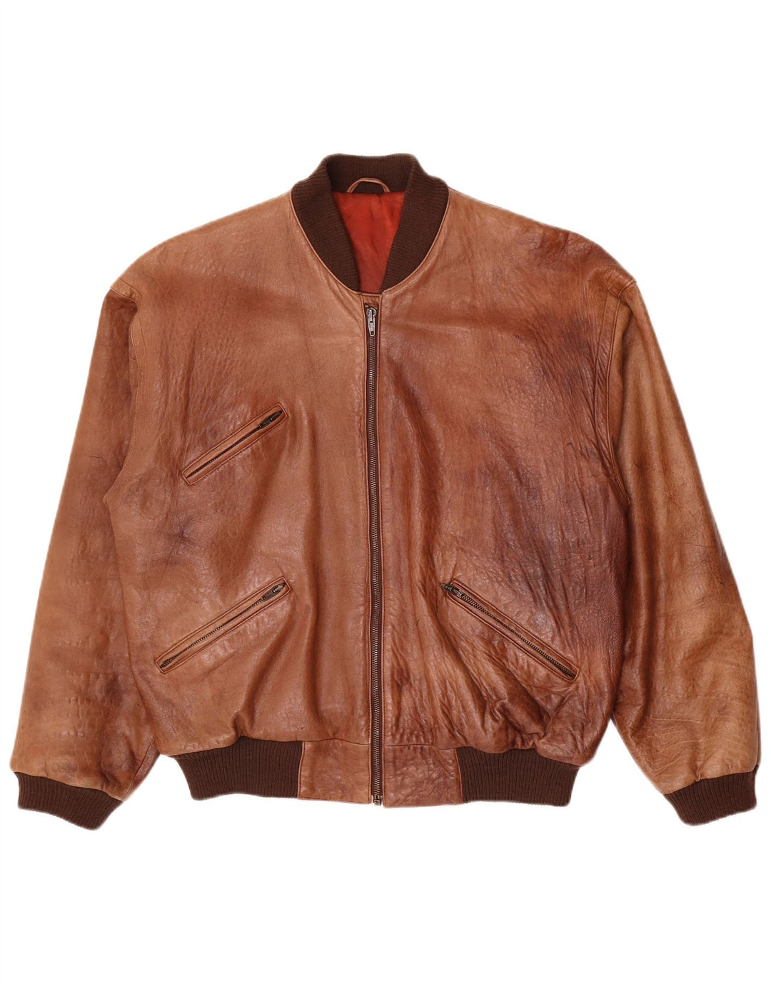 Jaqueta de couro masculina vintage UK 40 grande marrom