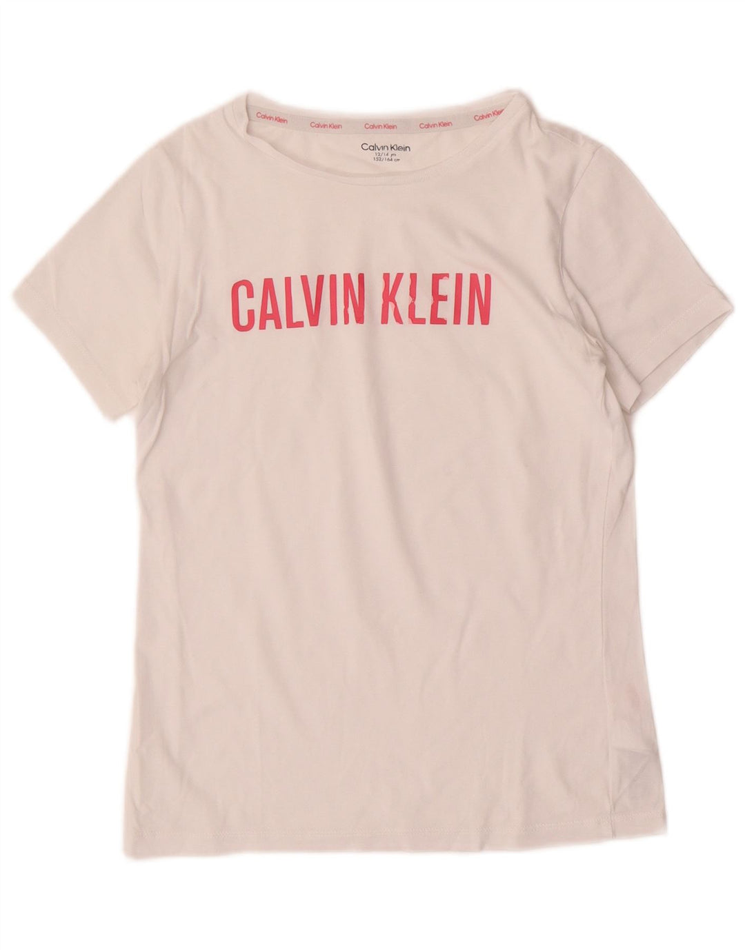 CALVIN KLEIN Camiseta feminina estampada 12-13 anos algodão branco