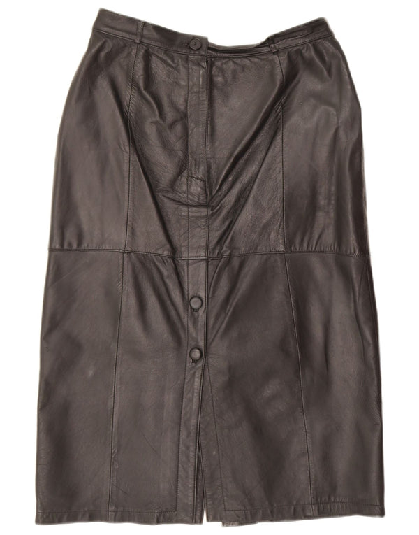 Saia de couro feminina vintage IT 42 médio W30 couro preto