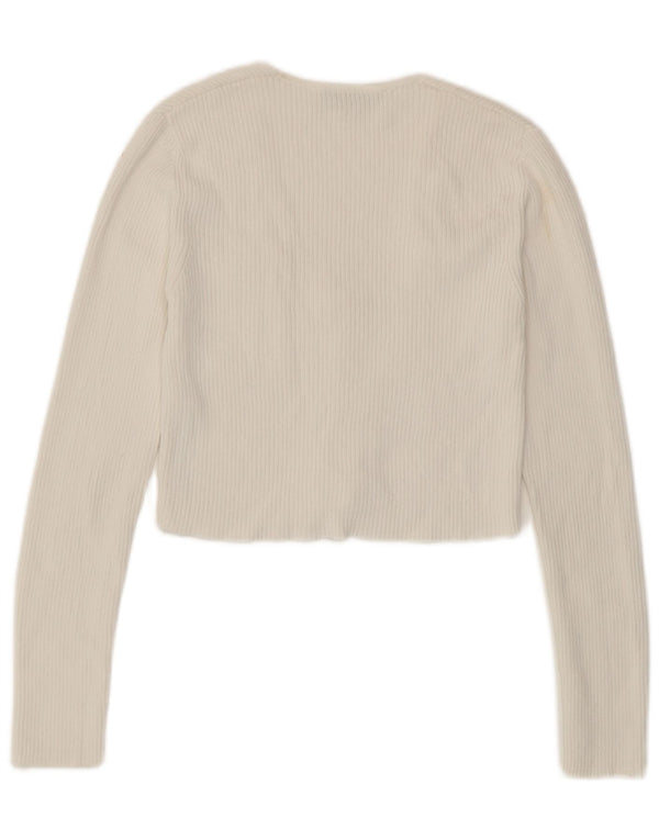Suéter cardigã feminino Zara Reino Unido 12 viscose branca média