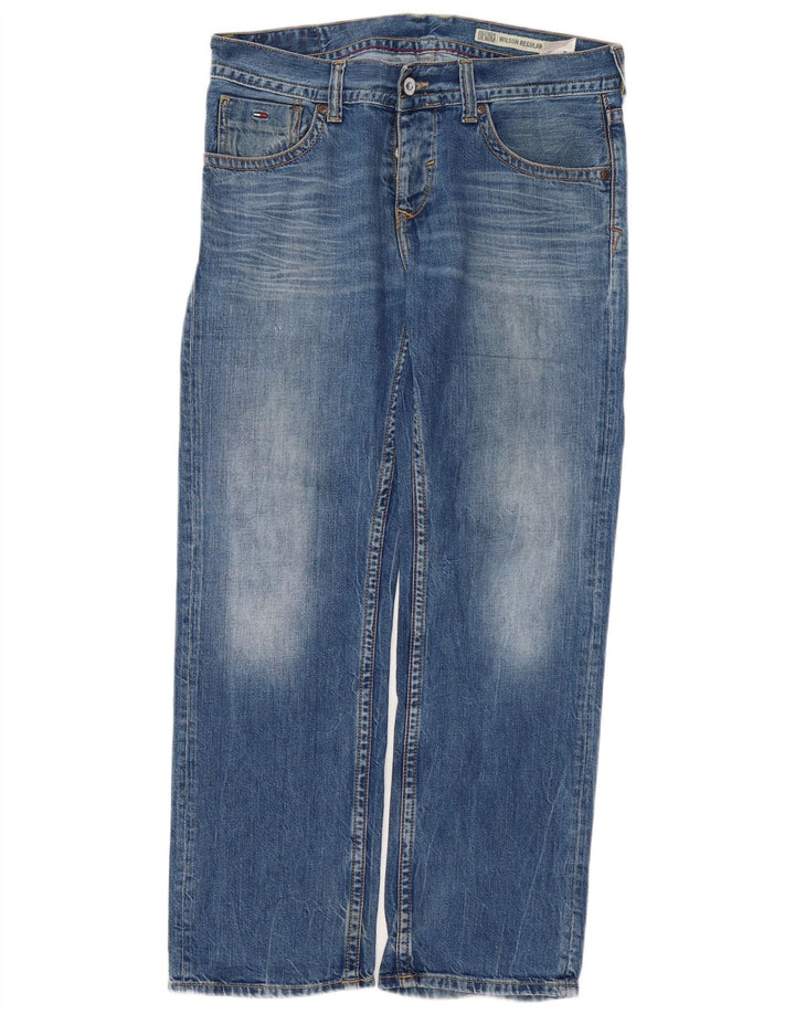 TOMMY HILFIGER Masculino Wilson Straight Jeans W32 L30 Azul Algodão