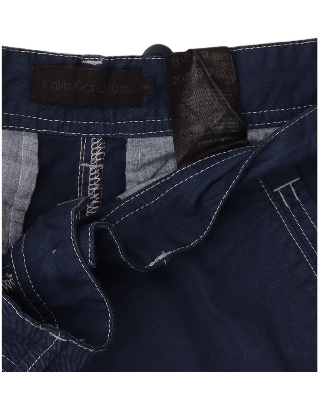 CALVIN KLEIN Mens Chino Shorts W34 Grande Algodão Azul
