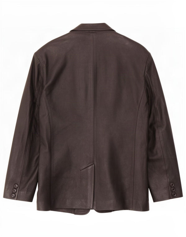 Jaqueta Blazer Masculina Vintage de Couro com 3 Botões Reino Unido 38 Médio Preto