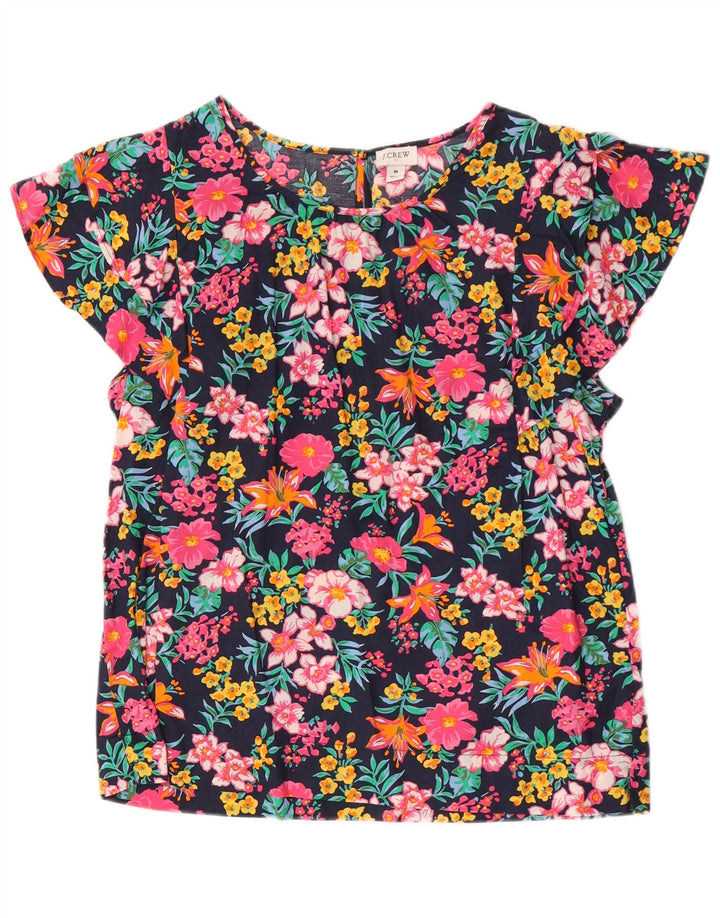 J. Crew blusa feminina Batwing Top UK 14 algodão floral multicolorido médio