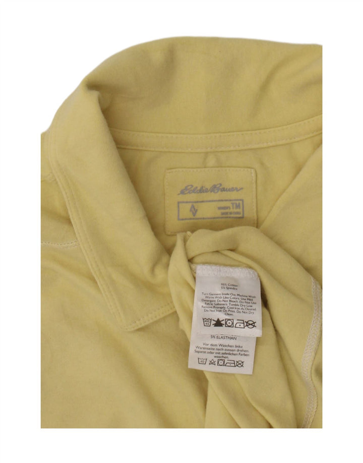 Camisa pólo alta feminina Eddie Bauer Reino Unido 12 algodão amarelo médio