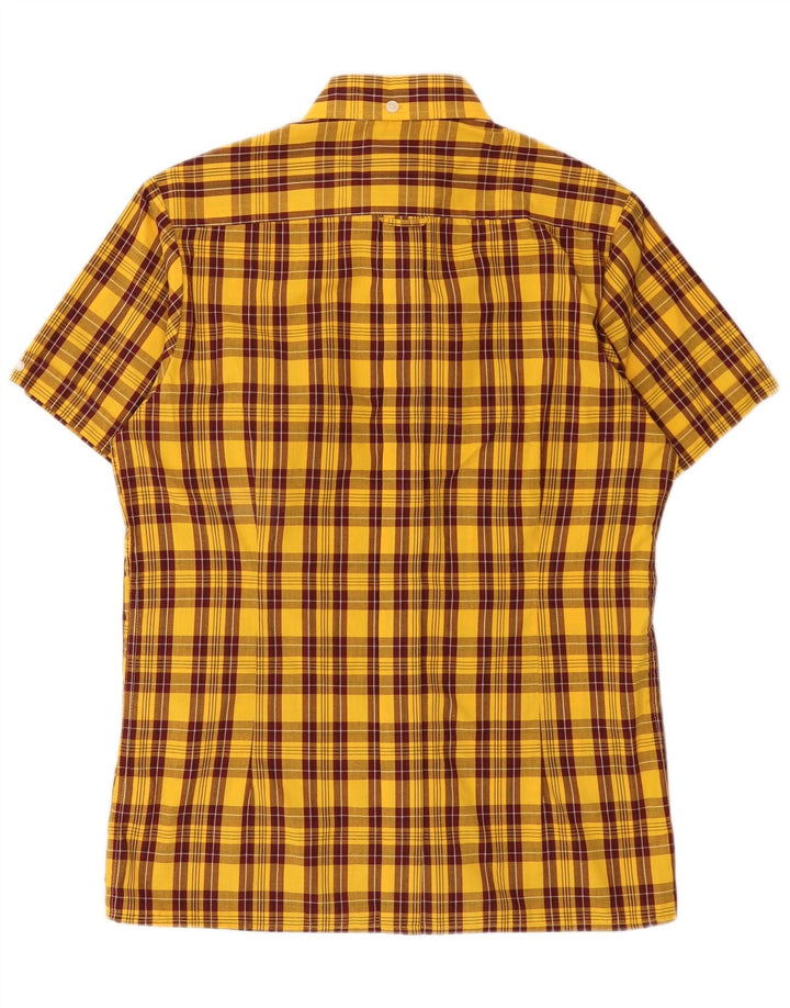 Camisa masculina de manga curta Dr Martens poliéster xadrez amarelo médio