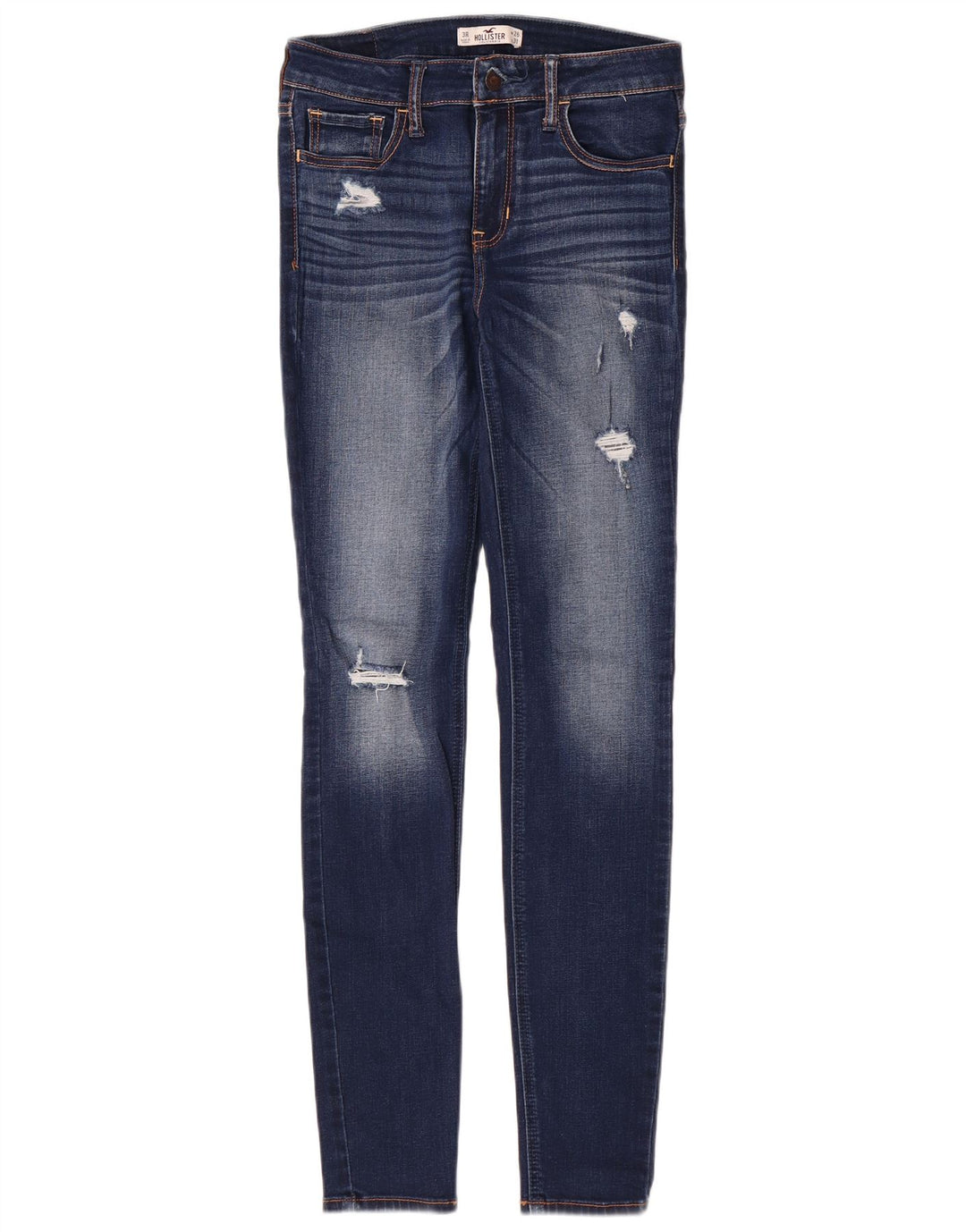 HOLLISTER Calça jeans feminina desgastada US 3 XS W26 L31 algodão azul