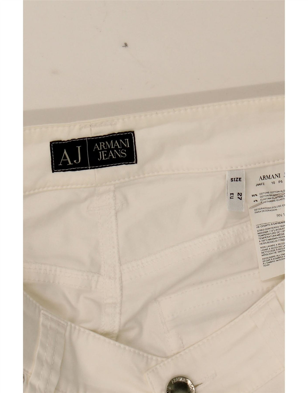 ARMANI JEANS Womens Slim Casual Trousers W27 L33 White Cotton Vintage Armani Jeans and Second-Hand Armani Jeans from Messina Hembry 
