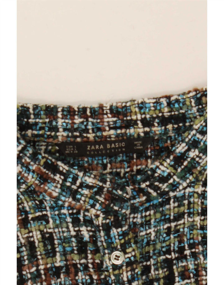 Camisa feminina Zara UK 16 grande listrada multicolorida