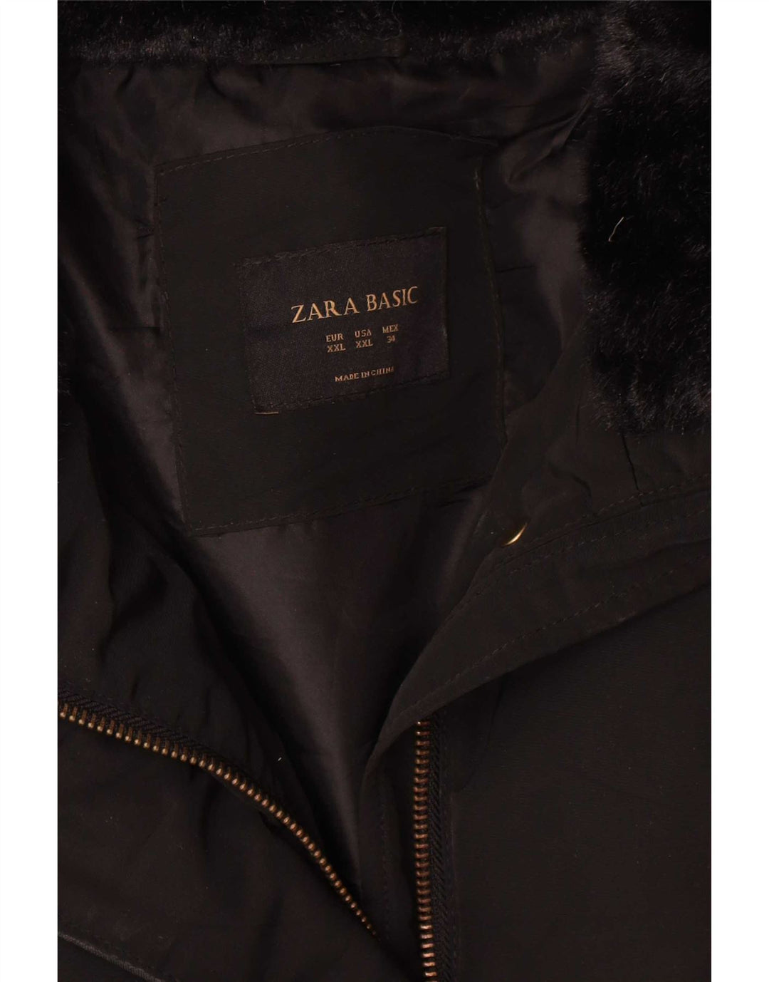 Jaqueta acolchoada feminina Zara UK 20 2XL poliéster preto