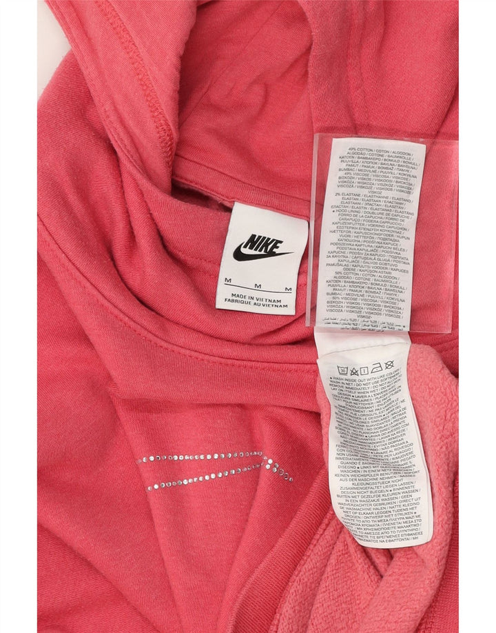 NIKE Womens Oversized Graphic Hoodie Jumper UK 14 Medium Pink Cotton Vintage Nike and Second-Hand Nike from Messina Hembry 