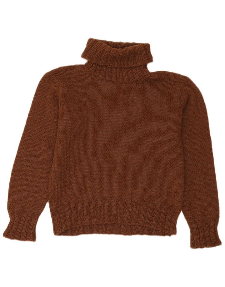 Suéter feminino vintage com gola redonda Reino Unido 12 marrom médio