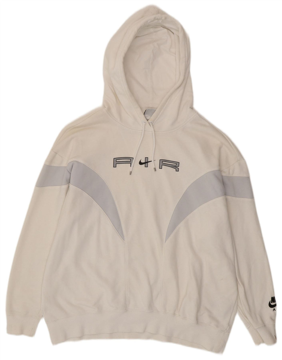 NIKE Womens Air Oversized Hoodie Jumper UK 14 Medium Off White Colourblock