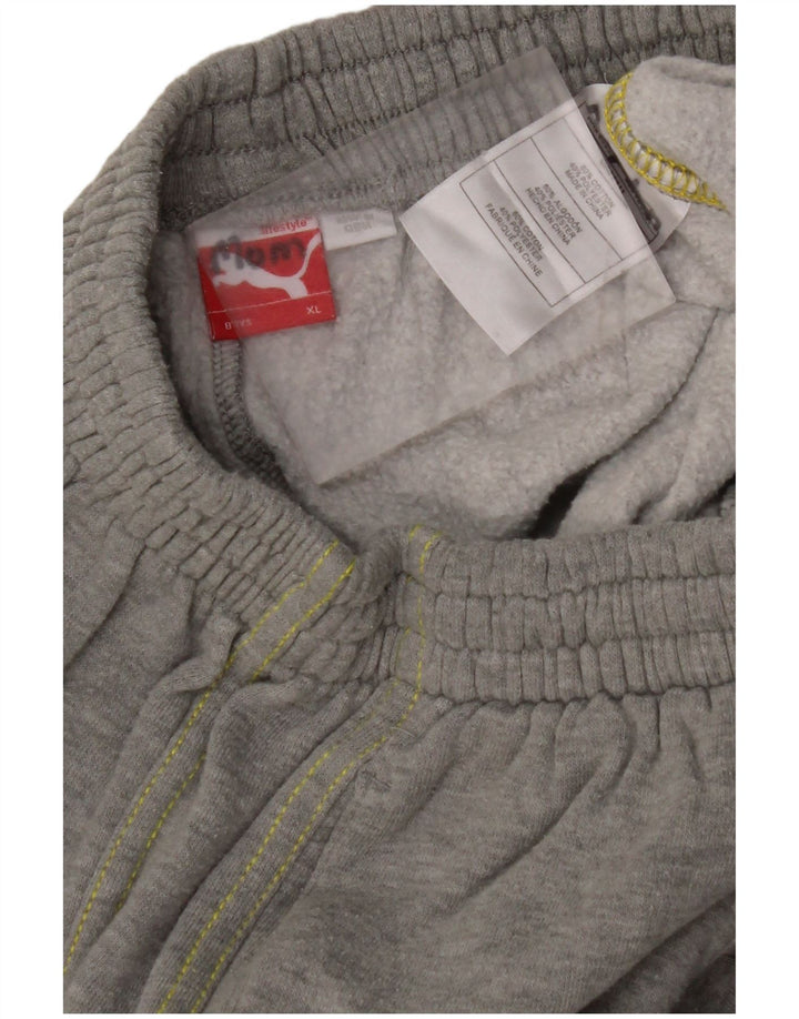 Calças de treino gráficas PUMA para meninos 13-14 anos algodão cinza