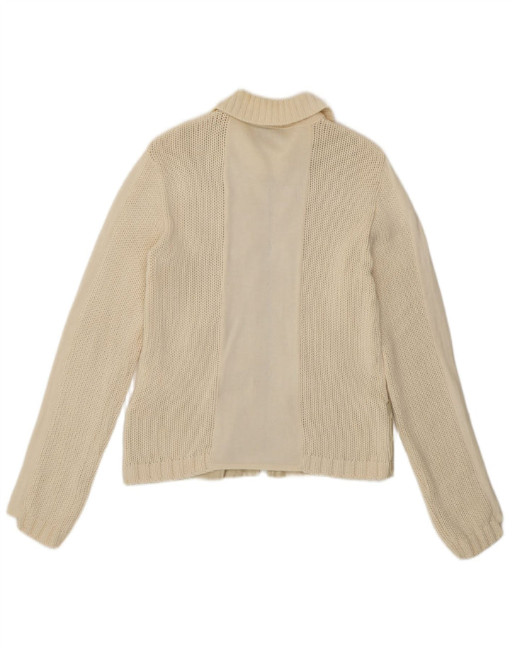 Suéter cardigã feminino Pinko Reino Unido 14 médio algodão branco
