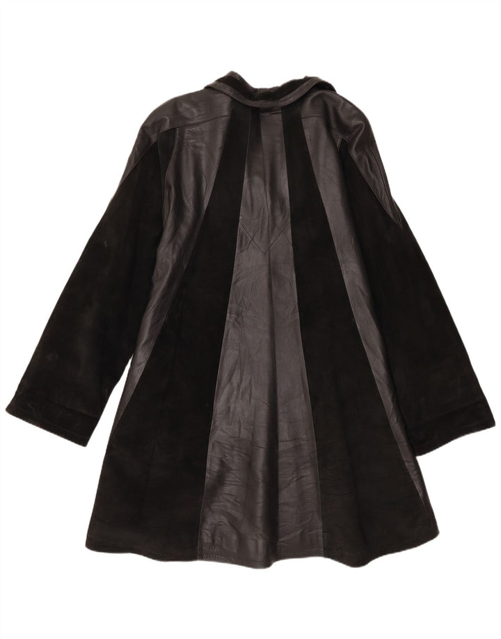 Casaco de couro feminino Adarcrea EU 48 2XL couro preto colorblock