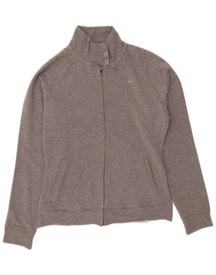 NIKE Womens Tracksuit Top Jacket UK 10/12 Médio Cinza Algodão