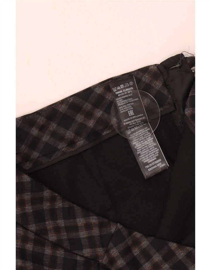 Calça casual feminina Marks & Spencer Reino Unido 12 médio W30 L29 xadrez marrom